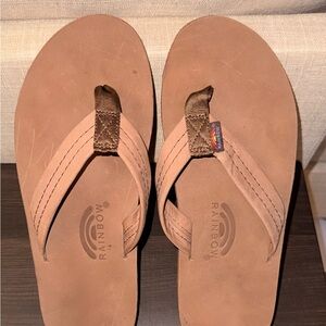 Rainbow Flip Flop Sandals in Tan and Brown